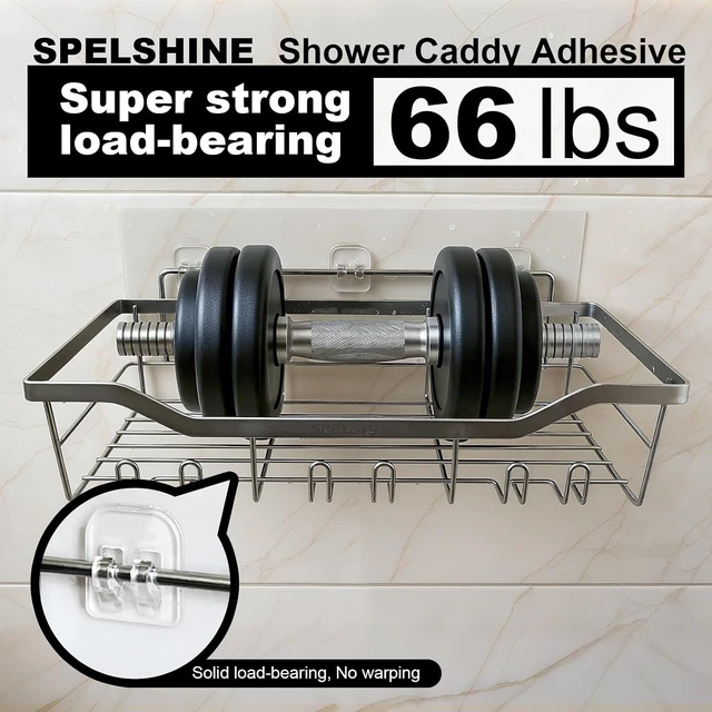 Alt view image 4 of 7 - Wall-Mounted Shower Organizer Replacement with Adhesive