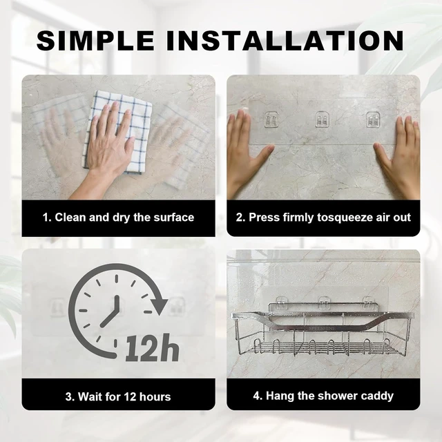 Alt view image 6 of 7 - Wall-Mounted Shower Organizer Replacement with Adhesive