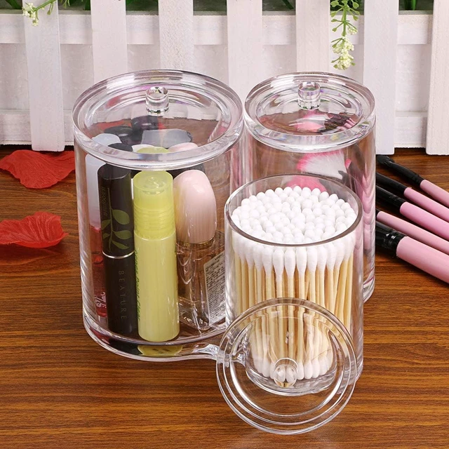 Alt view image 7 of 7 - Transparent Acrylic Cotton Swab Organizer with Three Compartments