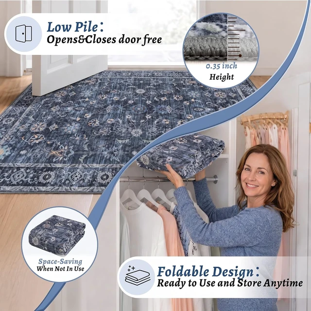 Alt view image 4 of 7 - Washable Non-Slip Small Entryway Throw Rug
