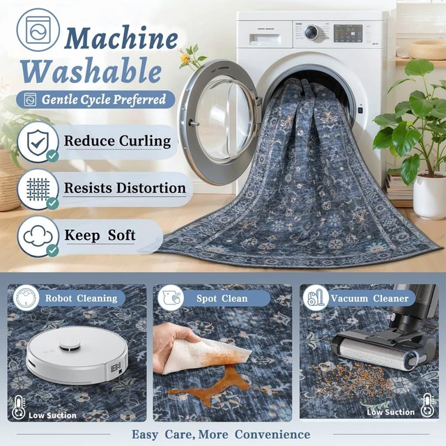 Alt view image 7 of 7 - Washable Non-Slip Small Entryway Throw Rug