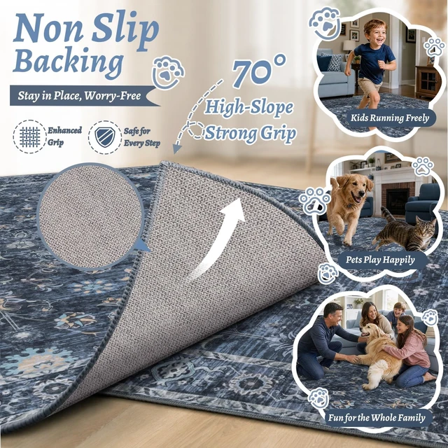 Alt view image 6 of 7 - Washable Non-Slip Small Entryway Throw Rug