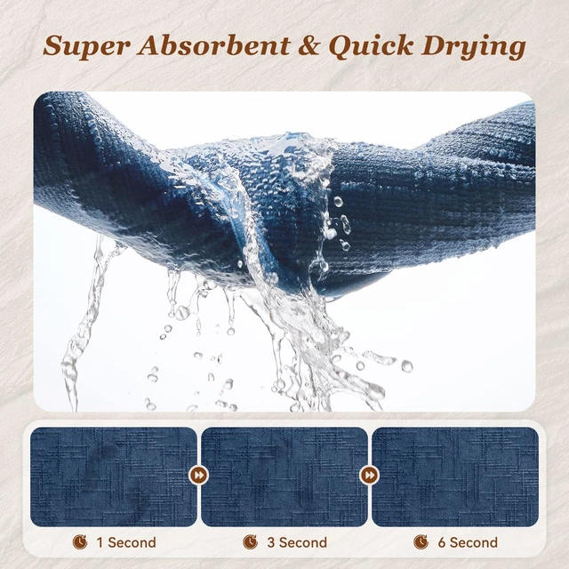 Alt view image 3 of 7 - Modern Woven Jacquard Bath Mat for Tub Side, Non-Slip Quick-Dry Bathroom Rug with Rubber Backing