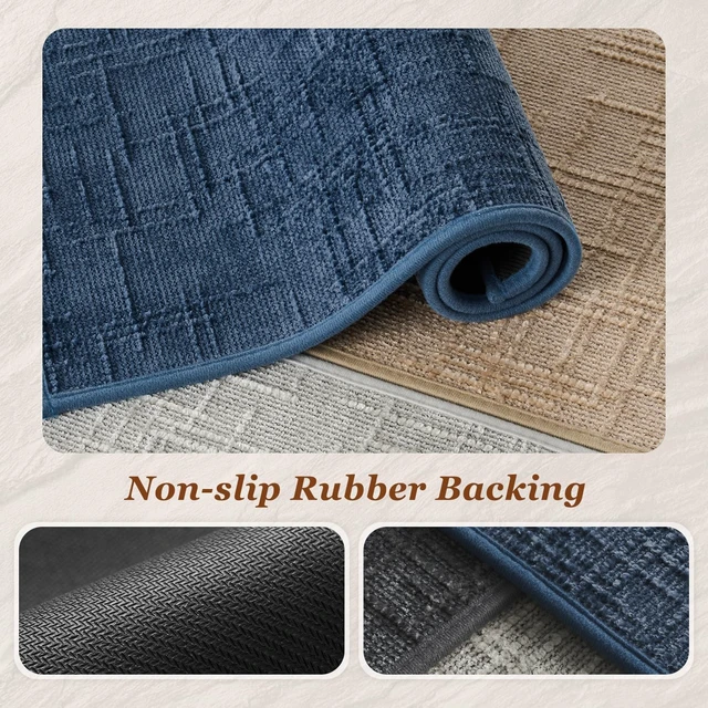 Alt view image 4 of 7 - Modern Woven Jacquard Bath Mat for Tub Side, Non-Slip Quick-Dry Bathroom Rug with Rubber Backing