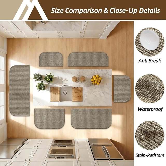 Alt view image 5 of 7 - Anti-Slip Washable Semicircular Floor Mat for Kitchen Sink Area