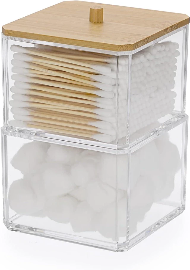 Main image of Transparent Acrylic Cotton Swab Storage Box for Bathroom Vanity