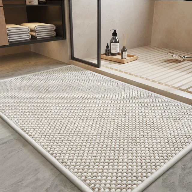 Main image of Shower & Sink Areas, Easy Care Mat for Tub, High Absorbency Chenille Bathroom Rug with Non-Slip Rubber Backing