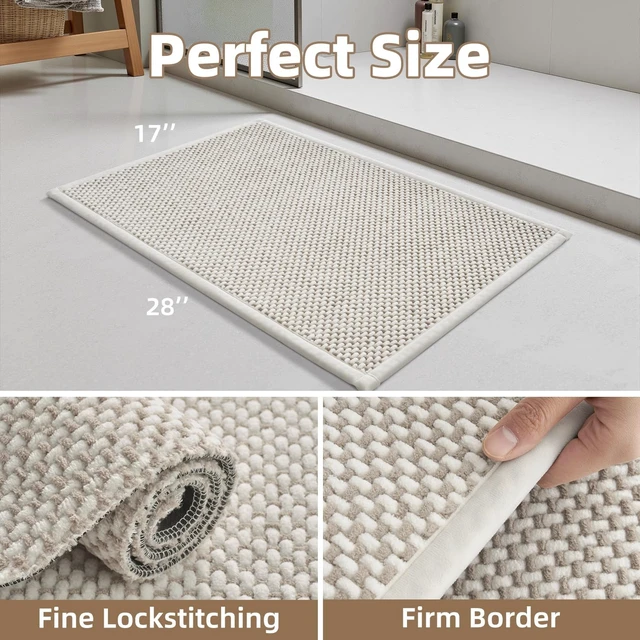 Alt view image 2 of 7 - Shower & Sink Areas, Easy Care Mat for Tub, High Absorbency Chenille Bathroom Rug with Non-Slip Rubber Backing