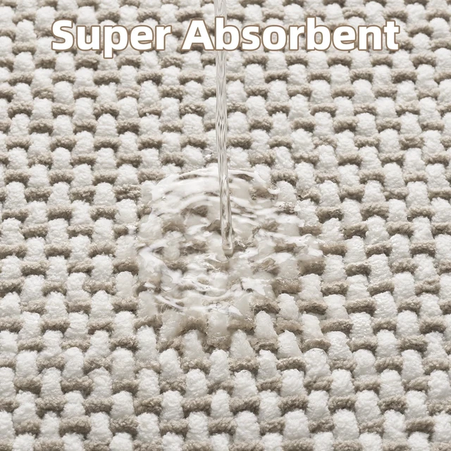 Alt view image 3 of 7 - Shower & Sink Areas, Easy Care Mat for Tub, High Absorbency Chenille Bathroom Rug with Non-Slip Rubber Backing