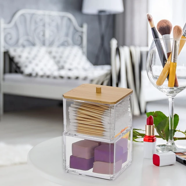 Alt view image 3 of 7 - Transparent Acrylic Cotton Swab Storage Box for Bathroom Vanity
