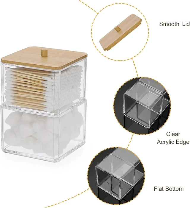 Alt view image 4 of 7 - Transparent Acrylic Cotton Swab Storage Box for Bathroom Vanity