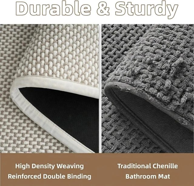 Alt view image 6 of 7 - Shower & Sink Areas, Easy Care Mat for Tub, High Absorbency Chenille Bathroom Rug with Non-Slip Rubber Backing