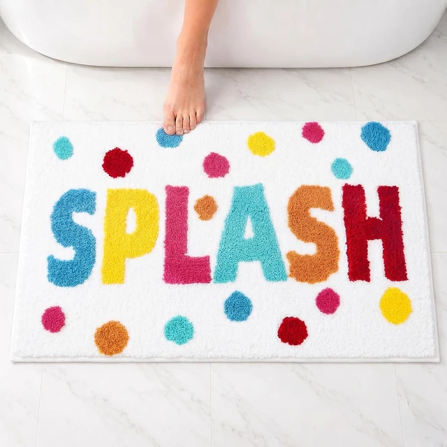 Alt view image 2 of 7 - Soft Colorful Letter Design Bathroom Floor Mat
