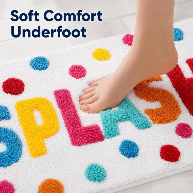 Alt view image 4 of 7 - Soft Colorful Letter Design Bathroom Floor Mat