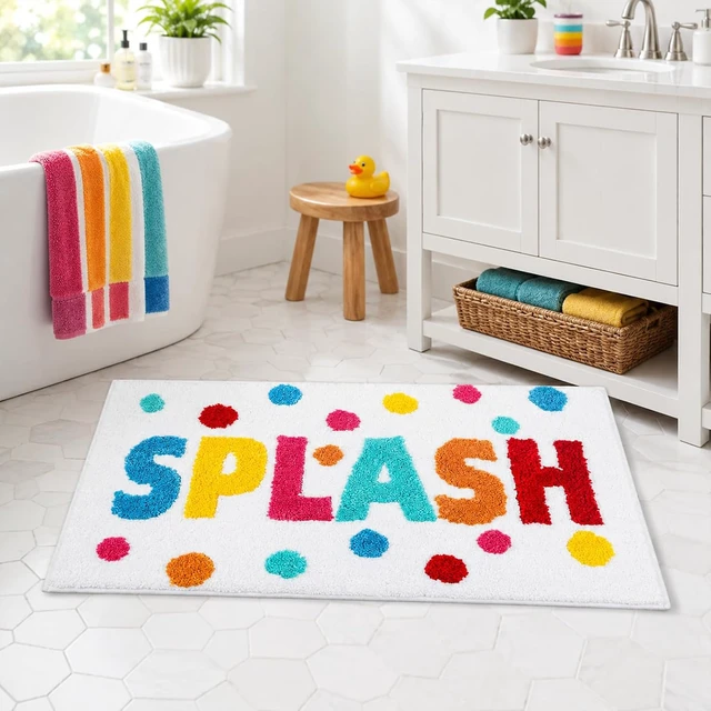 Alt view image 5 of 7 - Soft Colorful Letter Design Bathroom Floor Mat