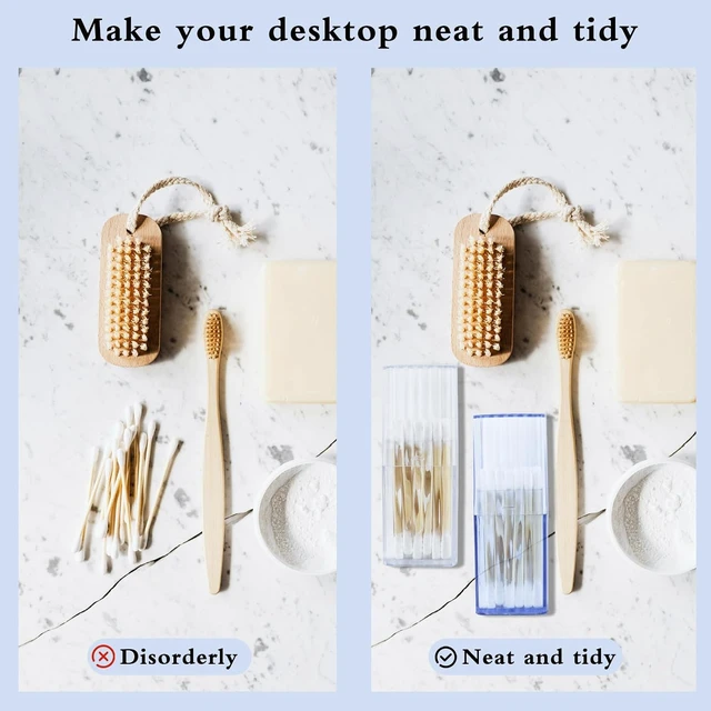 Alt view image 6 of 6 - Dental Floss & Cotton Swabs - Transparent Refractive Design, Acrylic Portable Mini Storage Box for Toothpicks