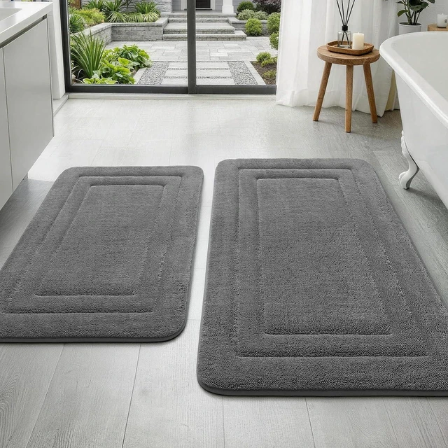 Main image of Two-Piece Soft Memory Foam Bath Mat Ensemble for Bathroom