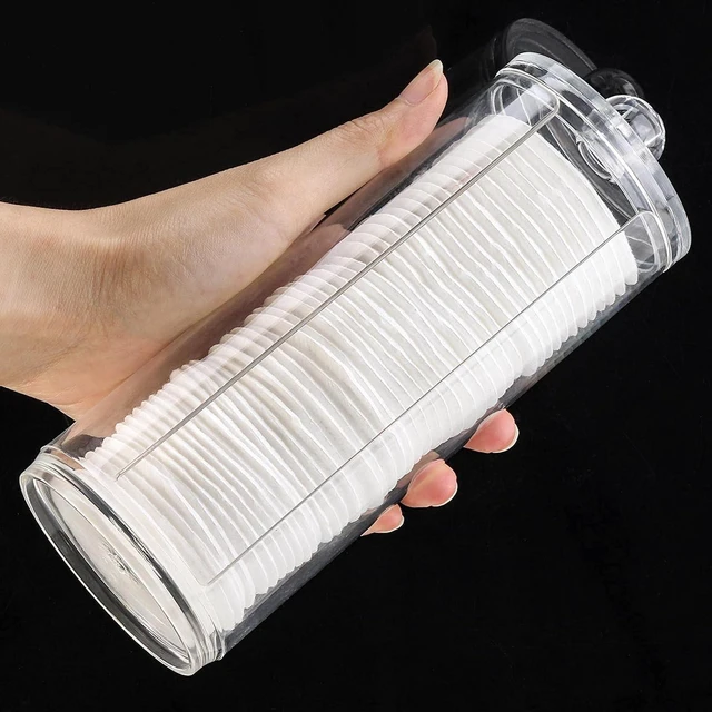 Main image of Acrylic Cotton Pad Holder & Makeup Pads Organizer with Cotton Swab Dispenser for Bathroom Storage