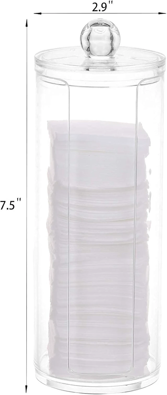 Alt view image 3 of 6 - Acrylic Cotton Pad Holder & Makeup Pads Organizer with Cotton Swab Dispenser for Bathroom Storage