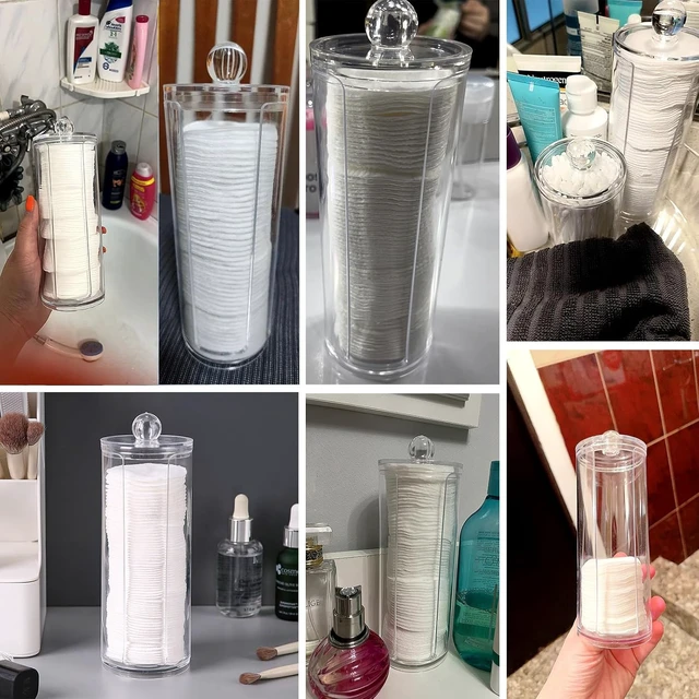 Alt view image 2 of 6 - Acrylic Cotton Pad Holder & Makeup Pads Organizer with Cotton Swab Dispenser for Bathroom Storage