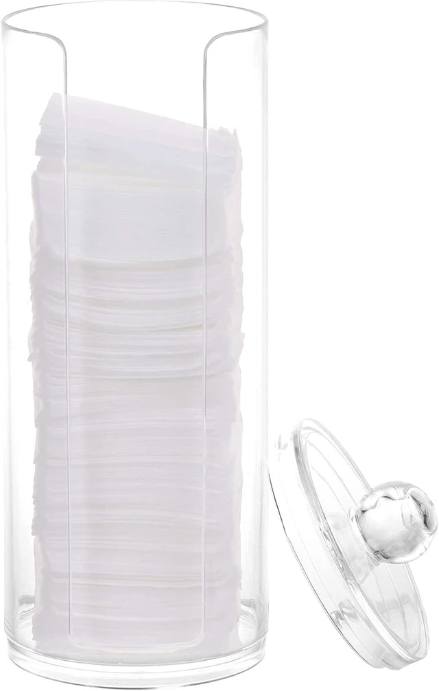 Alt view image 6 of 6 - Acrylic Cotton Pad Holder & Makeup Pads Organizer with Cotton Swab Dispenser for Bathroom Storage