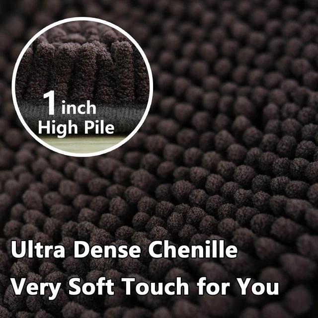 Alt view image 4 of 7 - Quick Dry Machine Washable Soft Plush for Shower Tub Sink, Ultra Thick Absorbent Non-Slip Bath Mat, Chenille Bathroom Rug Set