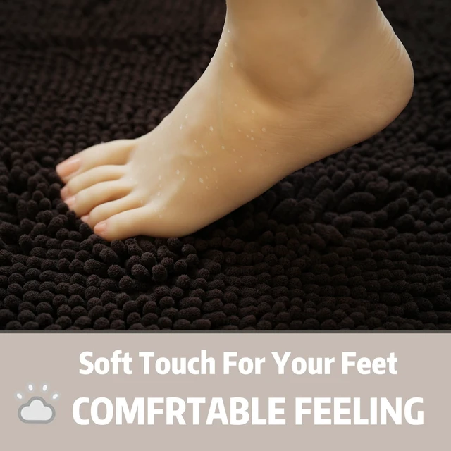 Alt view image 5 of 7 - Quick Dry Machine Washable Soft Plush for Shower Tub Sink, Ultra Thick Absorbent Non-Slip Bath Mat, Chenille Bathroom Rug Set