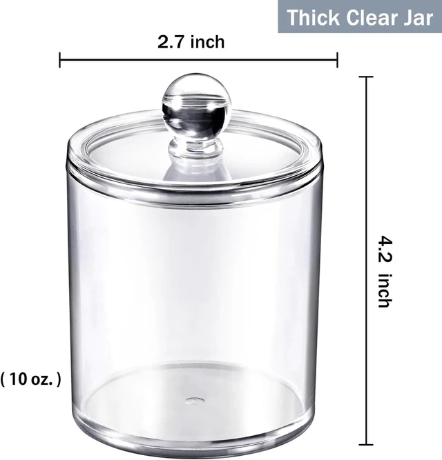 Alt view image 3 of 7 - Bathroom Vanity Storage Jars, 2 Pack Acrylic Cotton Swab Organizer with Labels