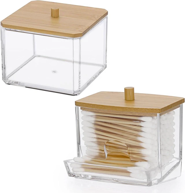 Main image of Paperclips Home Office Bathroom Organization, Balls, Acrylic Clear Storage Jars with Lids Multi-purpose Apothecary Containers for Cotton Swabs