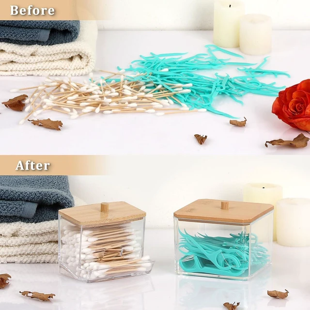 Alt view image 4 of 7 - Paperclips Home Office Bathroom Organization, Balls, Acrylic Clear Storage Jars with Lids Multi-purpose Apothecary Containers for Cotton Swabs