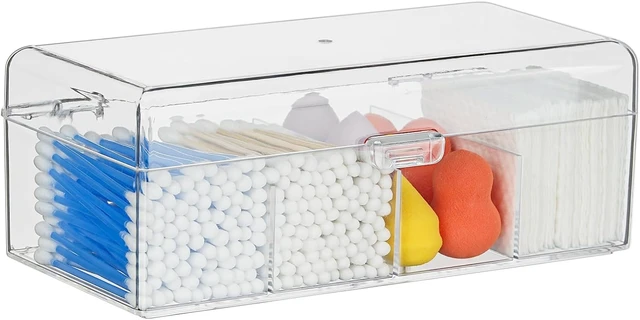 Main image of Transparent Acrylic Cotton Swab Container with Cover