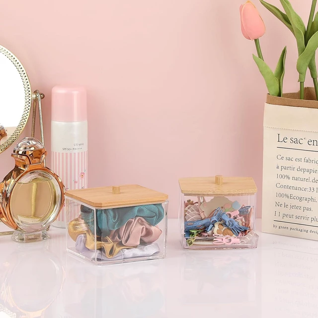 Alt view image 7 of 7 - Paperclips Home Office Bathroom Organization, Balls, Acrylic Clear Storage Jars with Lids Multi-purpose Apothecary Containers for Cotton Swabs