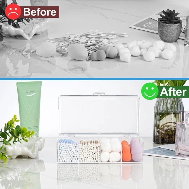 Alt view image 4 of 7 - Transparent Acrylic Cotton Swab Container with Cover