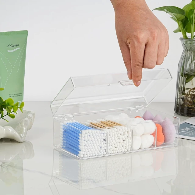 Alt view image 7 of 7 - Transparent Acrylic Cotton Swab Container with Cover