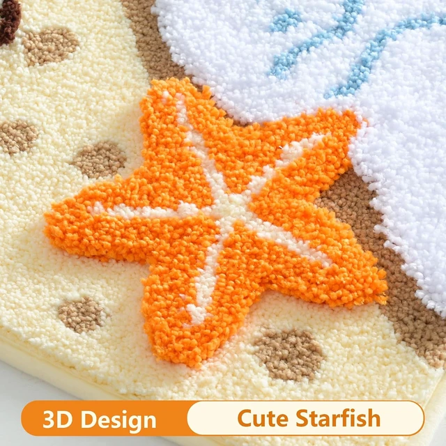 Alt view image 7 of 7 - Soft Microfiber Non-Slip Washable Beach Theme Carpet for Home Decor, Nautical Starfish Shell Bath Mat, Ocean Wave Bathroom Rug
