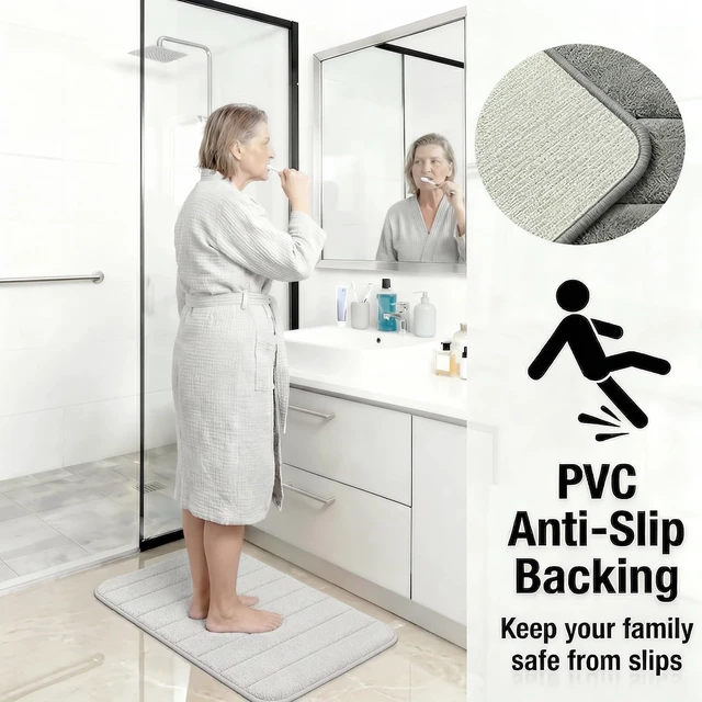 Alt view image 6 of 7 - Quick-Dry Machine Washable Plush Floor Mats for Home Decor, 3-Piece Memory Foam Bath Mat Set - Ultra Soft & Absorbent Non-Slip Bathroom Rugs