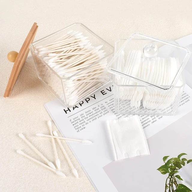 Alt view image 5 of 7 - Transparent Bathroom Vanity Organizer Canisters for Counter Storage, Acrylic Cotton Swab and Ball Dispenser with Lid