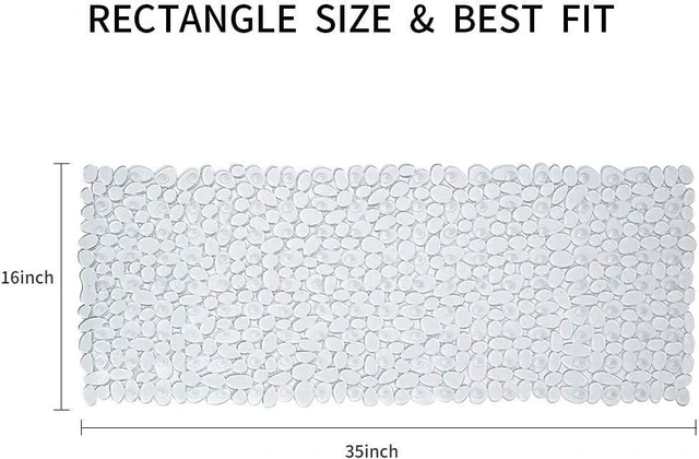 Alt view image 2 of 6 - Transparent Pebble Textured Anti-Slip Bath Tub Mat with Strong Suction Cups