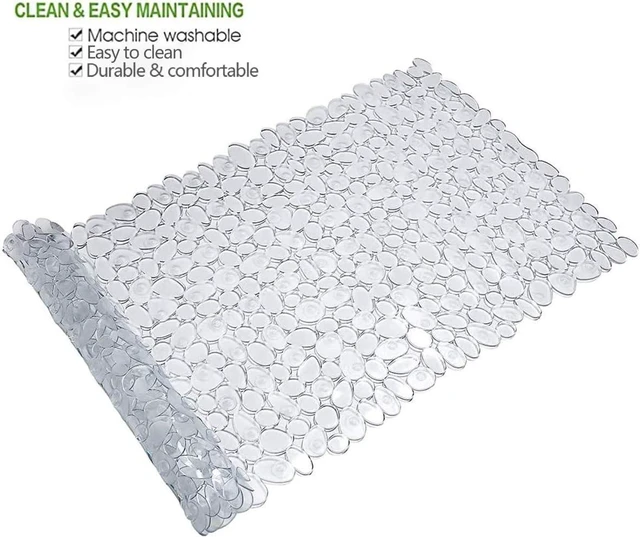 Alt view image 3 of 6 - Transparent Pebble Textured Anti-Slip Bath Tub Mat with Strong Suction Cups