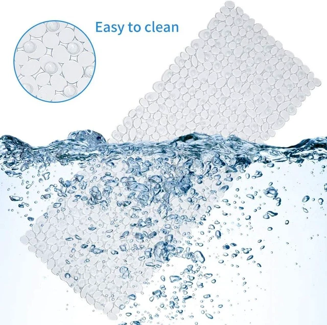 Alt view image 5 of 6 - Transparent Pebble Textured Anti-Slip Bath Tub Mat with Strong Suction Cups