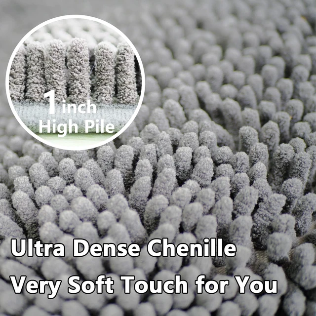 Alt view image 5 of 7 - Machine Washable Toilet Mat for Home Decor, Soft Absorbent Bath Mats with Non-Slip PVC Backing, 3-Piece Shag Chenille Bathroom Rug Set