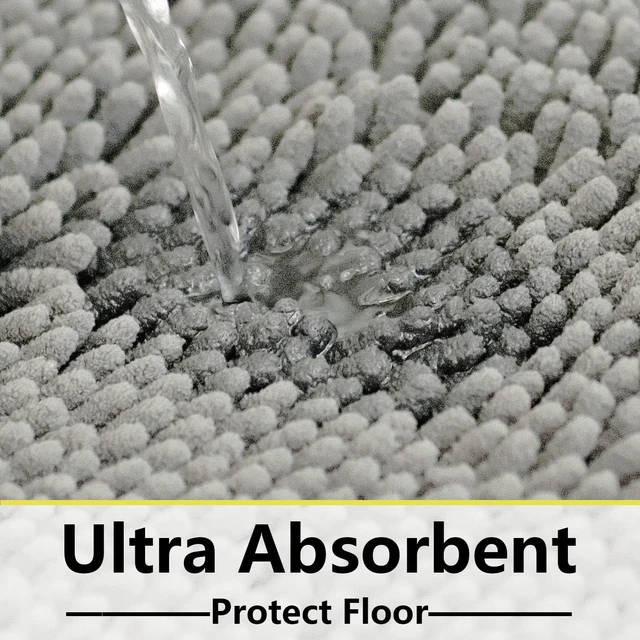 Alt view image 6 of 7 - Machine Washable Toilet Mat for Home Decor, Soft Absorbent Bath Mats with Non-Slip PVC Backing, 3-Piece Shag Chenille Bathroom Rug Set