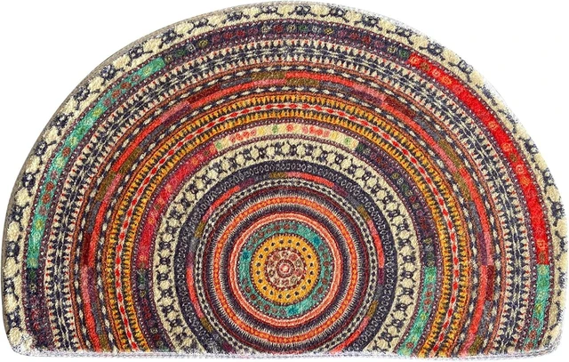 Main image of Semi-Circular Bohemian Mandala Pattern Bathroom Floor Mat