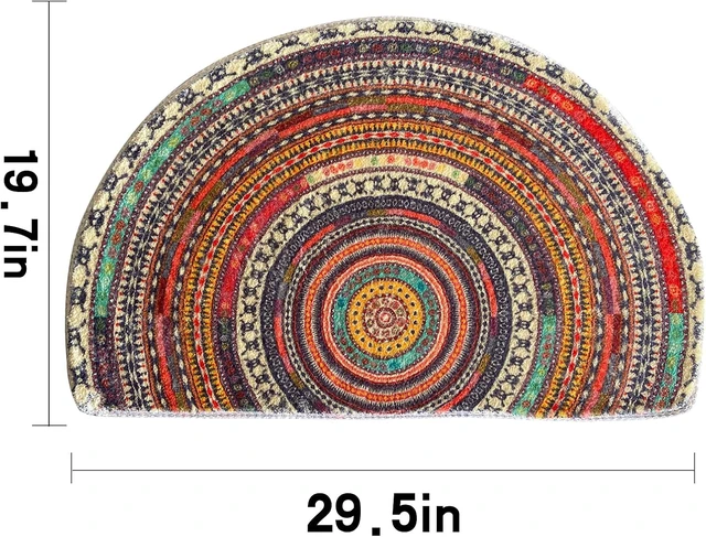 Alt view image 3 of 7 - Semi-Circular Bohemian Mandala Pattern Bathroom Floor Mat