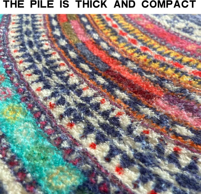 Alt view image 7 of 7 - Semi-Circular Bohemian Mandala Pattern Bathroom Floor Mat