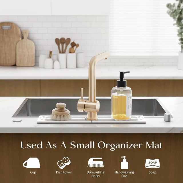 Alt view image 5 of 7 - Moisture Prevention Protector, Eormoe Diatomite Stone Sink Drying Mat for Kitchen & Bathroom - Absorbent Splash Guard Tray
