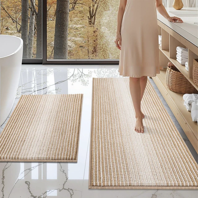 Main image of Non-Slip Bohemian Style Bathroom Rug Set