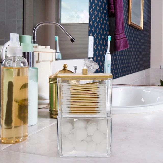 Alt view image 6 of 7 - Transparent Acrylic Cotton Swab Storage Box for Bathroom Vanity