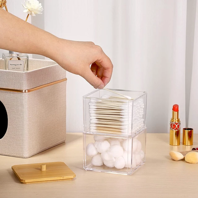 Alt view image 7 of 7 - Transparent Acrylic Cotton Swab Storage Box for Bathroom Vanity
