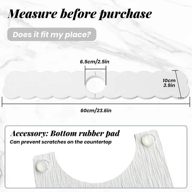 Alt view image 3 of 7 - Long Diatomite Faucet Mat Fast Drying Stone Sink Tray Splash Proof Bathroom Counter Super Water Absorption
